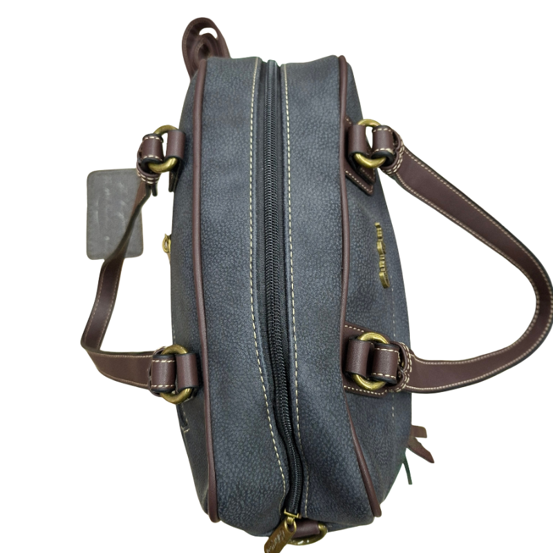 COTTON ROAD HANDBAG: BLACK Faux Leather Shoulder Bag, Top-Handle Satchel with Removable Strap TOP CLOSED ZIP