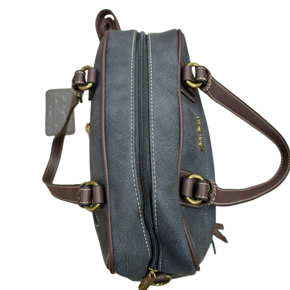 COTTON ROAD HANDBAG: BLACK Faux Leather Shoulder Bag, Top-Handle Satchel with Removable Strap TOP CLOSED ZIP