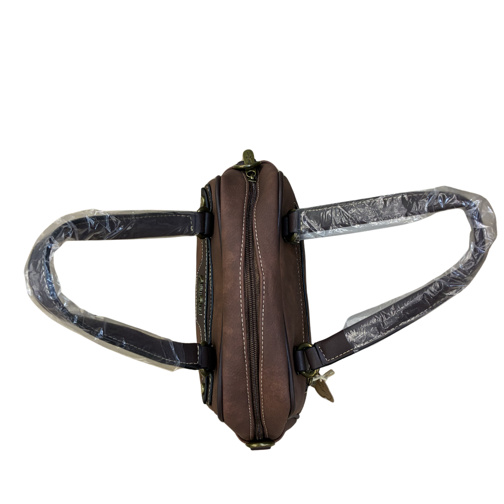 COTTON ROAD HANDBAG: BROWN Cotton Road Vintage Two-Tone Bag for Women TOP VIEW