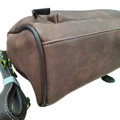 COTTON ROAD HANDBAG: BROWN Faux Leather Shoulder Bag, Top-Handle Satchel with Removable Strap BOTTOM