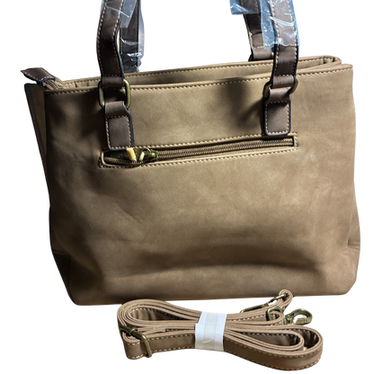 COTTON ROAD HANDBAG: BROWN PU Leather Sling Bag with embossed pattern BACK