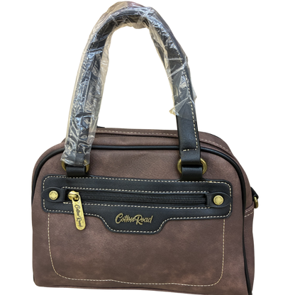 COTTON ROAD HANDBAG: COFFEE BROWN Cotton Road Vintage Two-Tone Bag for Women