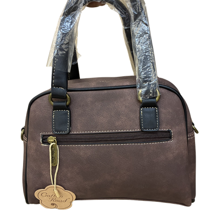 COTTON ROAD HANDBAG: COFFEE BROWN Cotton Road Vintage Two-Tone Bag for Women BACK