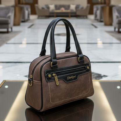 COTTON ROAD HANDBAG: COFFEE BROWN Cotton Road Vintage Two-Tone Bag for Women LIFESTYLE