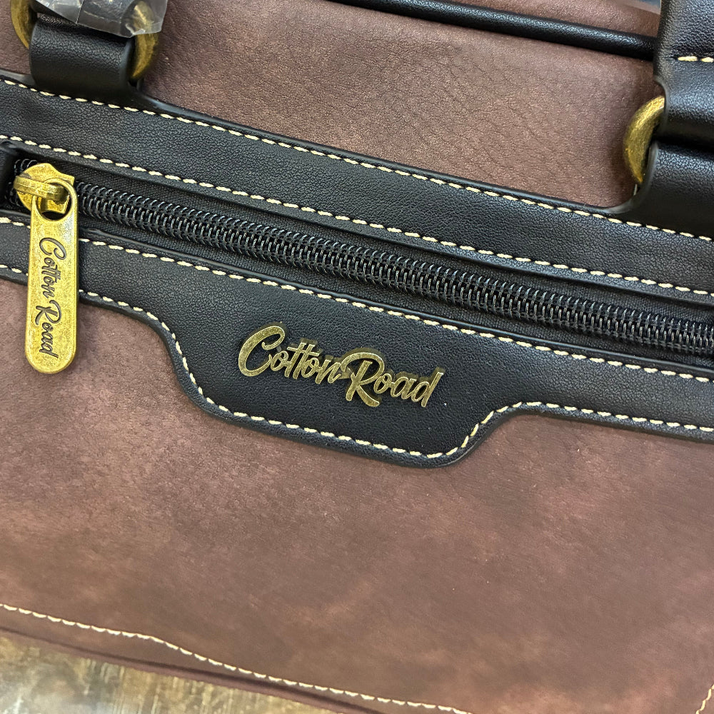 COTTON ROAD HANDBAG: COFFEE BROWN Cotton Road Vintage Two-Tone Bag for Women ZOOM