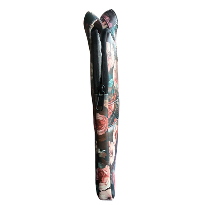 COTTON ROAD LAPTOP BAG: BLACK Floral PVC Carry Sleeve with Padded Inner SIDE