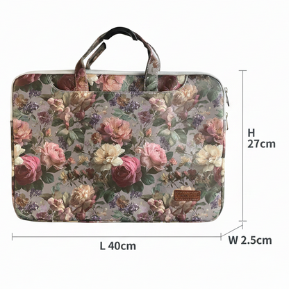 COTTON ROAD LAPTOP BAG: GREY Rose Decorated PVC Carry Sleeve with Padded Inner size