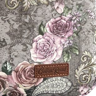 Cotton Road Laptop Bag: GREY with PURPLE Roses PVC Carry Sleeve with Padded Inner