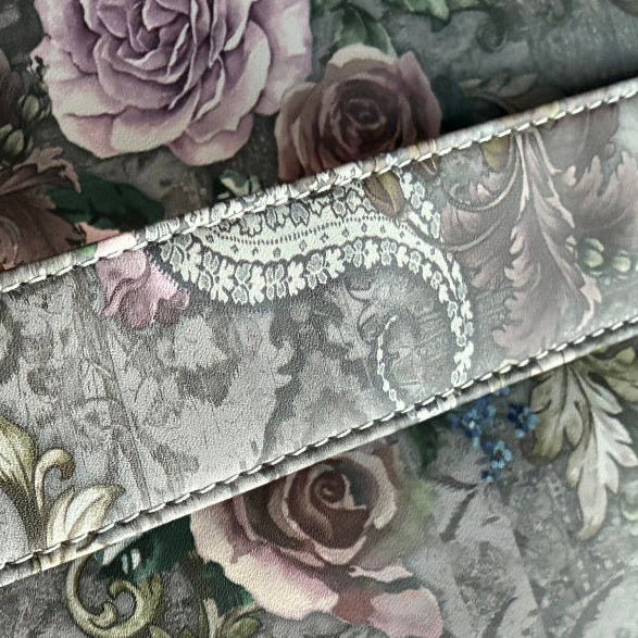 COTTON ROAD LAPTOP BAG: GREY with PURPLE Roses PVC Carry Sleeve with Padded Inner zoom