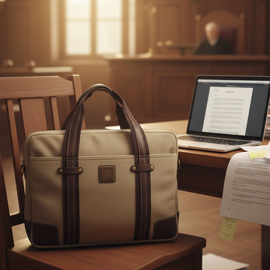 COTTON ROAD LAPTOP BAG: KHAKI CANVAS MESSENGER BAG with PU Leather DETAIL LIFESTYLE