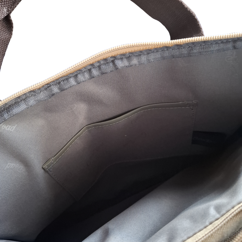 COTTON ROAD LAPTOP BAG: KHAKI CANVAS MESSENGER BAG with PU Leather INSIDE