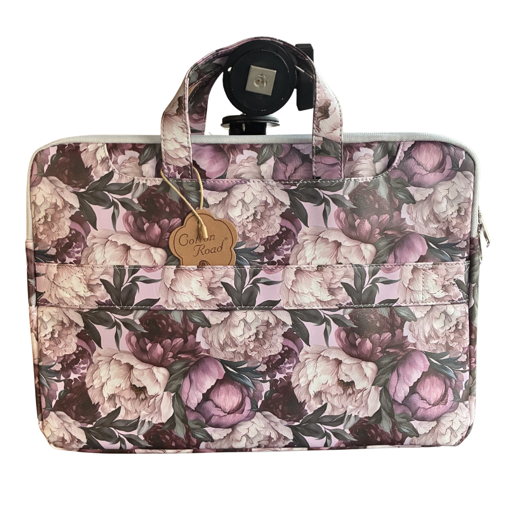 COTTON ROAD LAPTOP BAG: LIGHT PINK Floral PVC Carry Sleeve with Padded Inner back