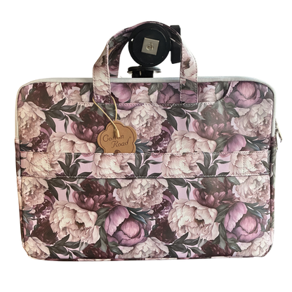 COTTON ROAD LAPTOP BAG: LIGHT PINK Floral PVC Carry Sleeve with Padded Inner back