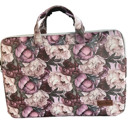 COTTON ROAD LAPTOP BAG: LIGHT PINK Floral PVC Carry Sleeve with Padded Inner front
