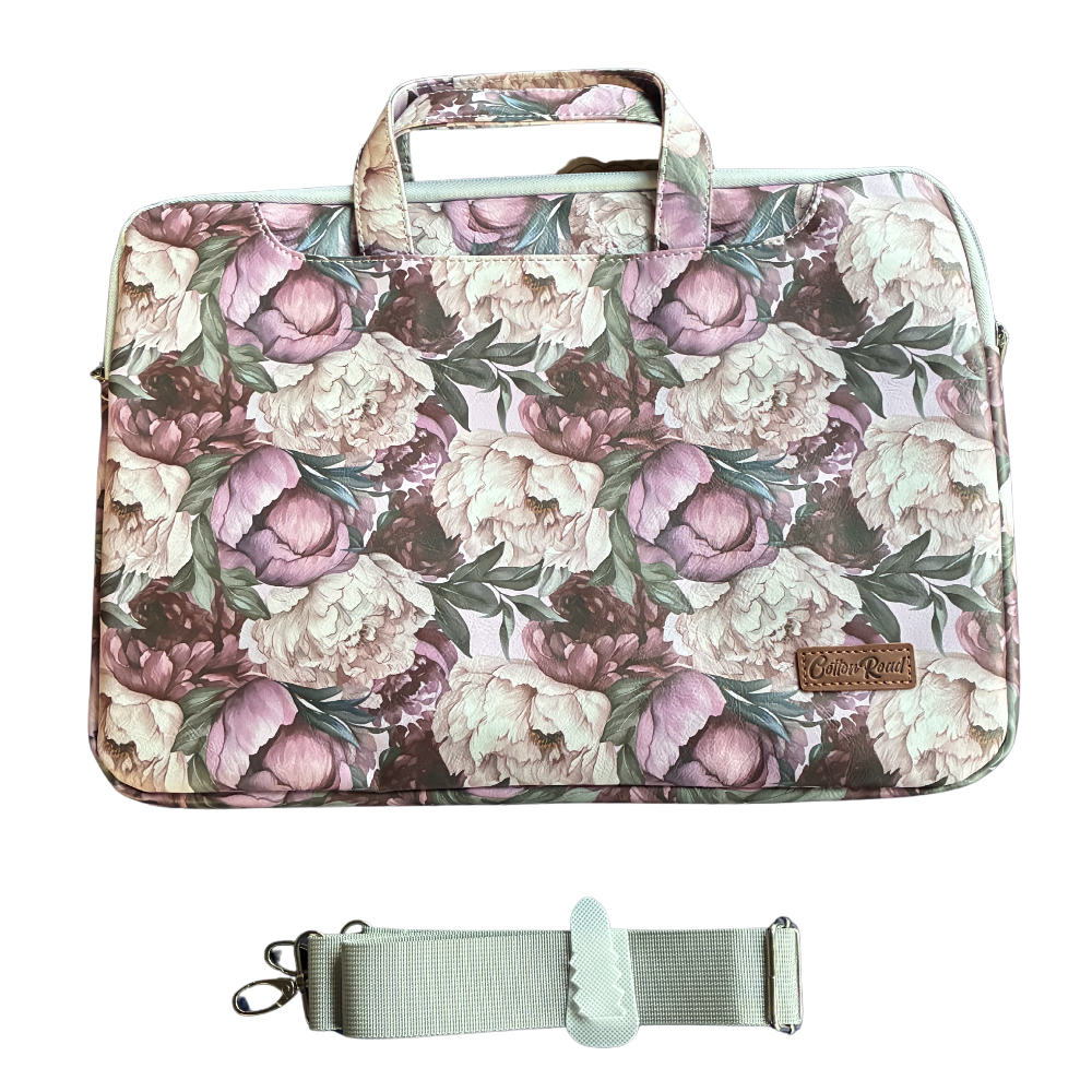 COTTON ROAD LAPTOP BAG: LIGHT PINK Floral PVC Carry Sleeve with Padded Inner side set