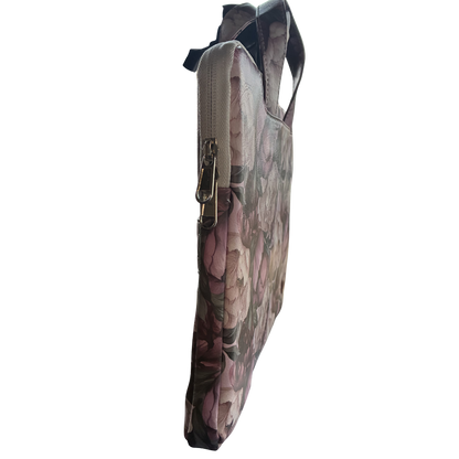 COTTON ROAD LAPTOP BAG: LIGHT PINK Floral PVC Carry Sleeve with Padded Inner side view