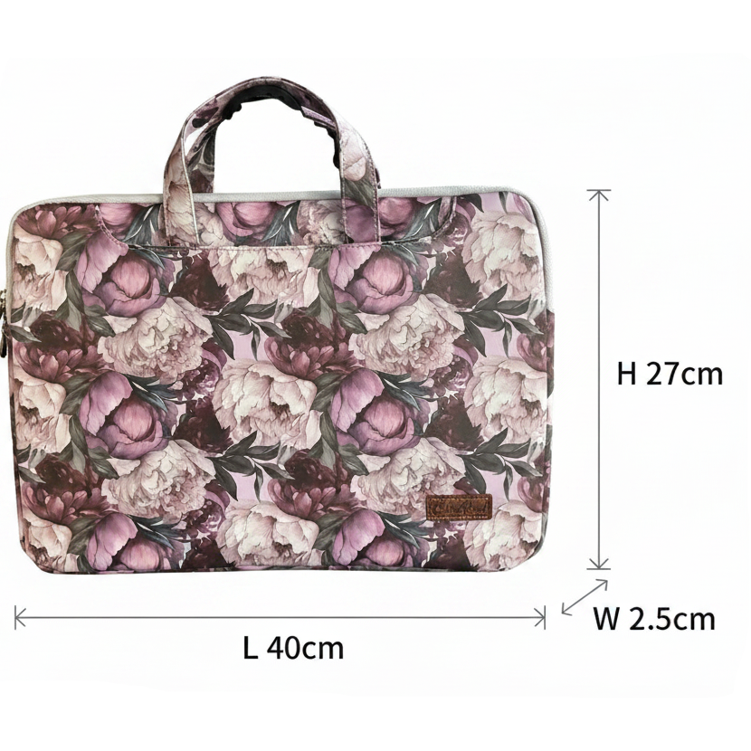 COTTON ROAD LAPTOP BAG: LIGHT PINK Floral PVC Carry Sleeve with Padded Inner size