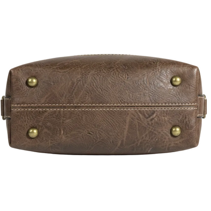 COTTON ROAD SLING BAG: BLACK CANVAS AND PU LEATHER CASUAL BAG BOTTOM FEET