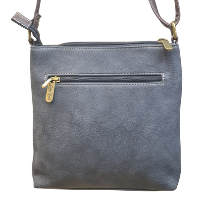 COTTON ROAD SLING BAG: BLACK Soft PU Leather CROSSBODY with BROWN BACK