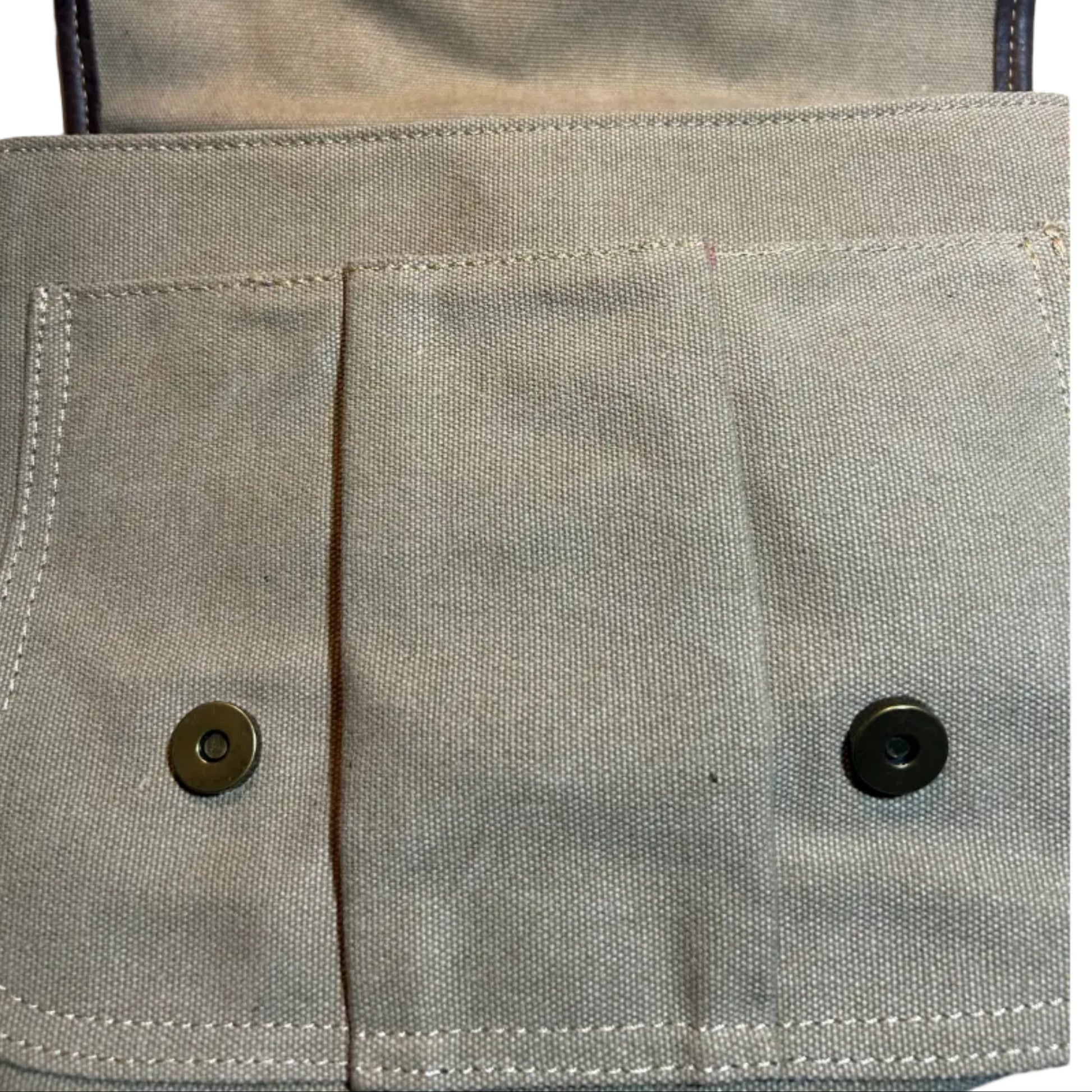 COTTON ROAD SLING BAG: KHAKI CANVAS with PU LEATHER DETAILING MESSENGER BAG ZOOM