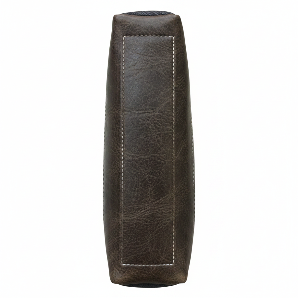 COTTON ROAD SLING BAG: KHAKI Canvas with PU Leather Trim Bag BOTTOM