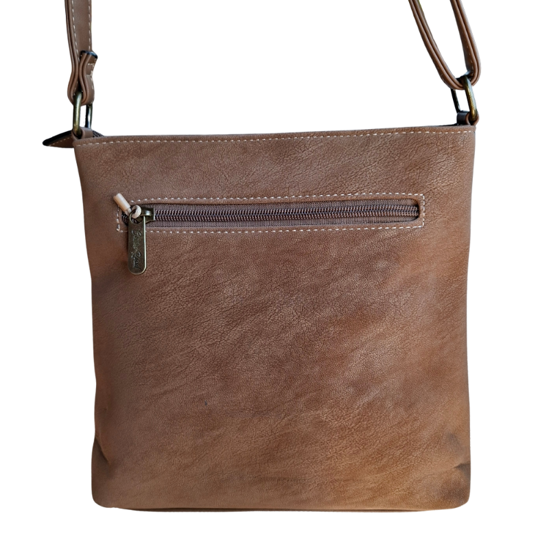 COTTON ROAD SLING BAG: KHAKI Multi POCKET Crossbody with Adjustable Strap BACK