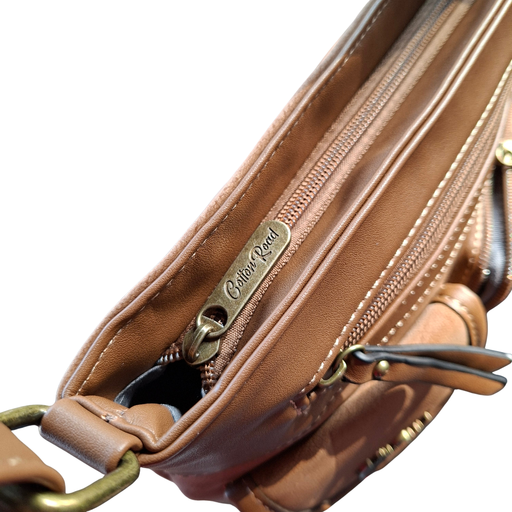 COTTON ROAD SLING BAG: KHAKI Multi POCKET Crossbody with Adjustable Strap TOP