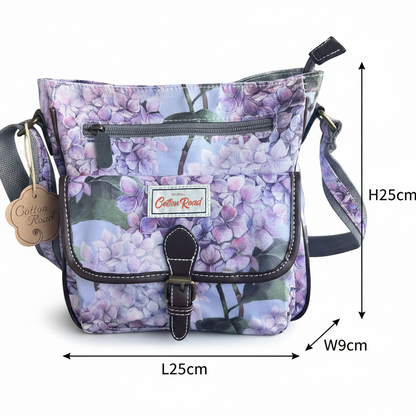 COTTON ROAD SLING BAG: LIGHT BLUE FLORAL PVC SLING BAG SIZE