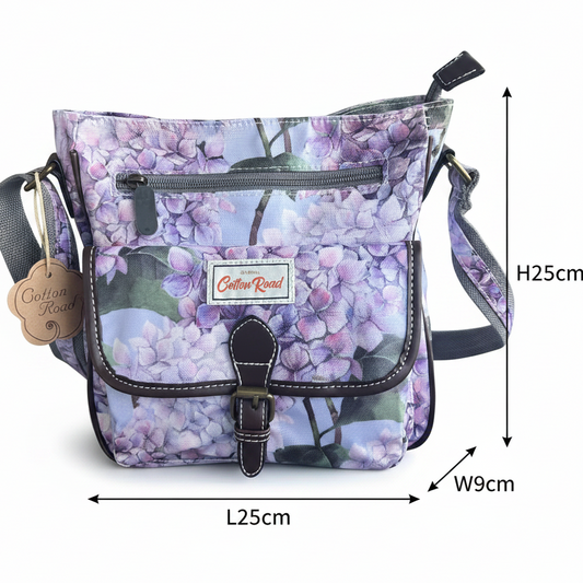 COTTON ROAD SLING BAG: LIGHT BLUE FLORAL PVC SLING BAG SIZE