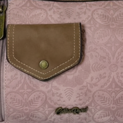 COTTON ROAD SLING BAG: PINK PU LEATHER BARREL STYLE WITH EMBOSSED PRINT ZOOM