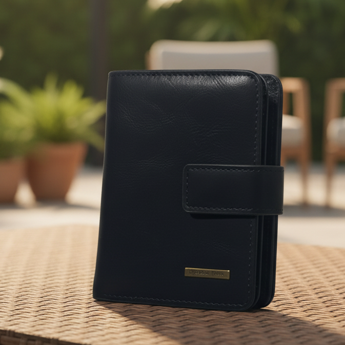 COTTON ROAD WALLET: BLACK PU Leather SMALL MENS Wallet WITH CLIP