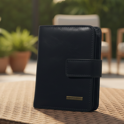COTTON ROAD WALLET: BLACK PU Leather SMALL MENS Wallet WITH CLIP