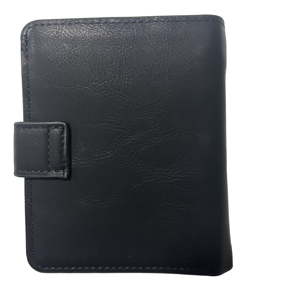 COTTON ROAD WALLET: BLACK PU Leather SMALL MENS Wallet WITH CLIP BACK