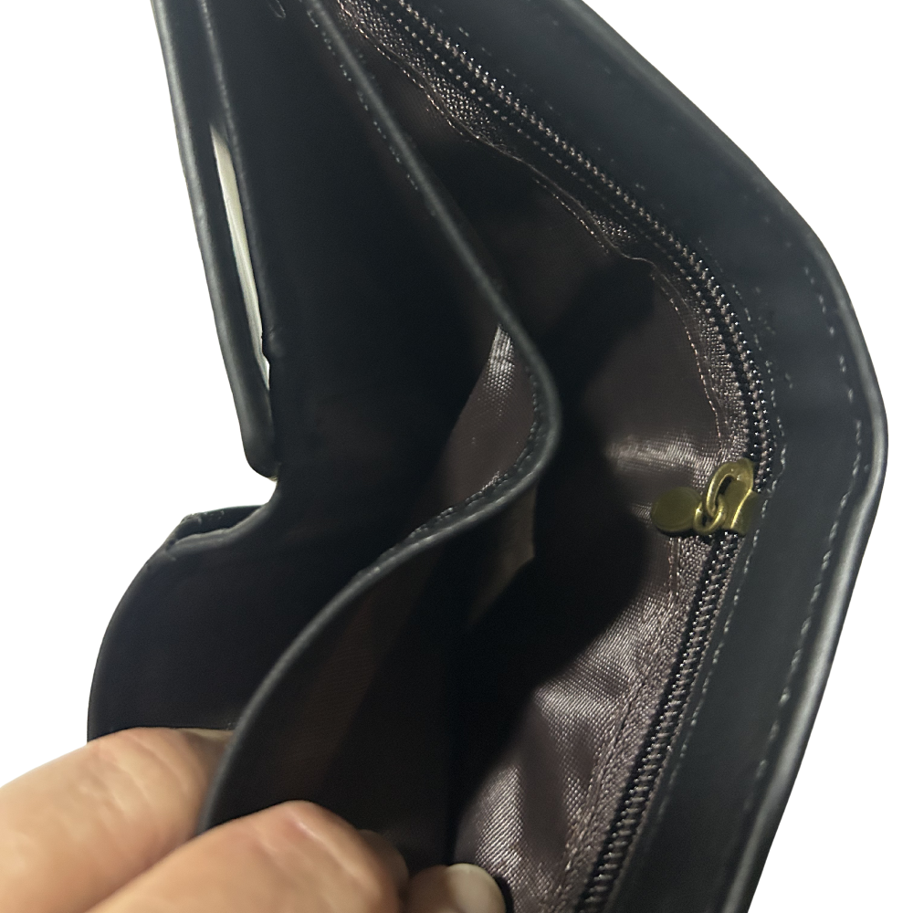 COTTON ROAD WALLET: BLACK PU Leather SMALL MENS Wallet WITH CLIP OPEN