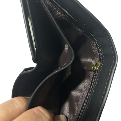 COTTON ROAD WALLET: BLACK PU Leather SMALL MENS Wallet WITH CLIP OPEN