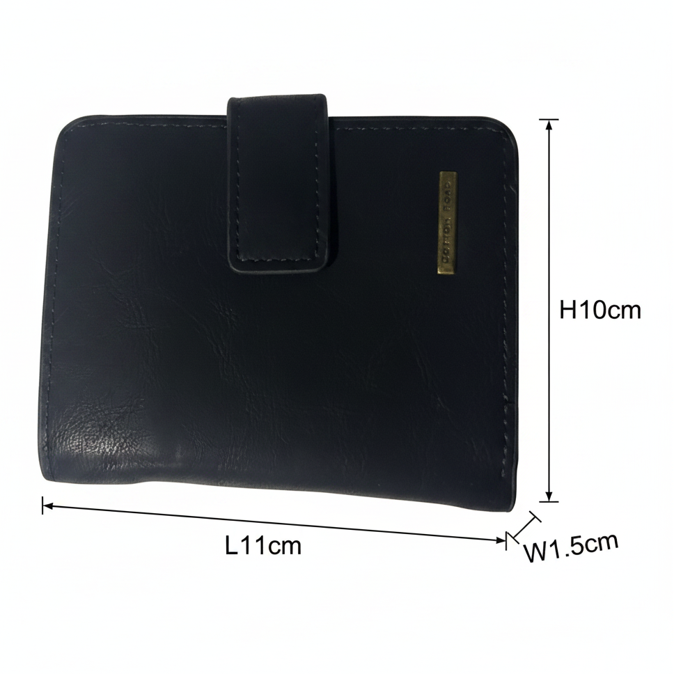 COTTON ROAD WALLET: BLACK PU Leather SMALL MENS Wallet WITH CLIP SIZE