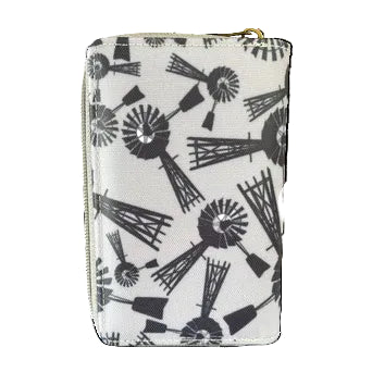 COTTON ROAD WALLET: Medium GREY PVC Purse with WINDMILLS back
