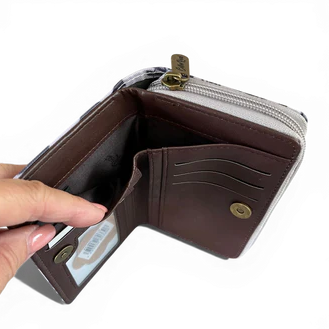 COTTON ROAD WALLET: Medium GREY PVC Purse with WINDMILLS open note pocket