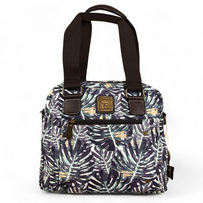 Canvas Cotton Road Handbag with BROWN Trim