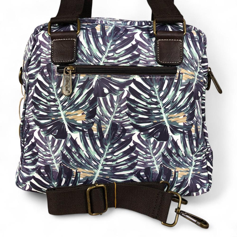 Canvas Cotton Road Handbag with BROWN Trim