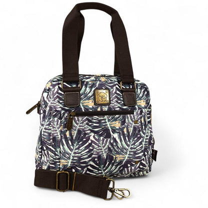 Canvas Cotton Road Handbag with BROWN Trim