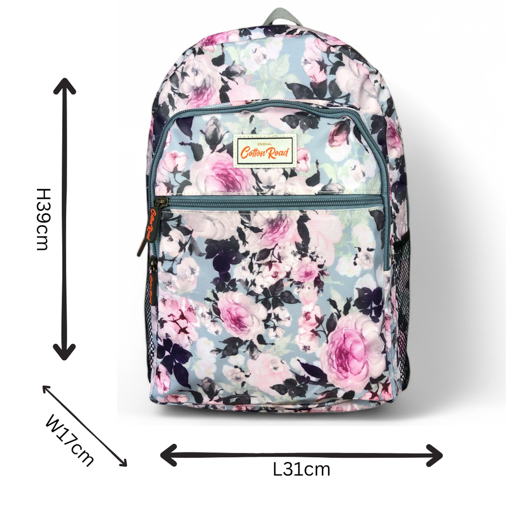 Cotton Road Backpack: BLUE FLORAL PVC Backpack