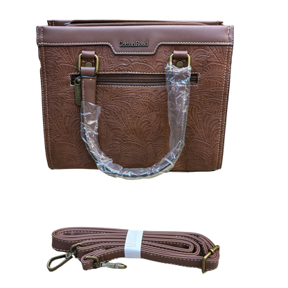Classic Style COFFEE BROWN PU Leather with Embossed pattern bottom set