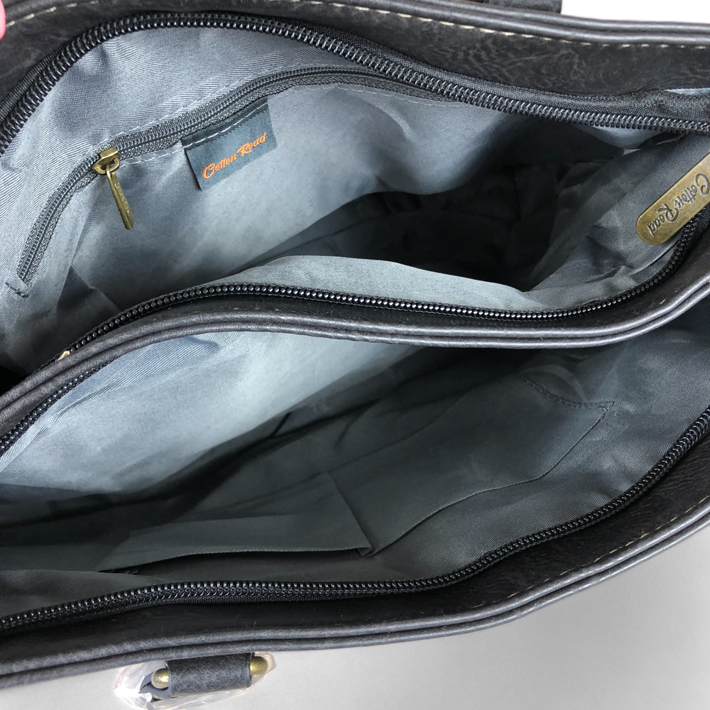 Cotton Road BLACK PROTEA PU Leather Handbag with BUCKLE detailing