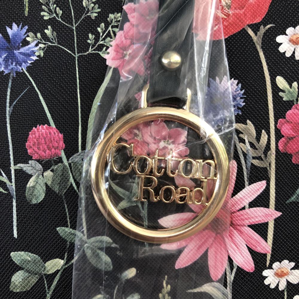 Cotton Road BLACK PU LEATHER Handbag with FLORAL Panel