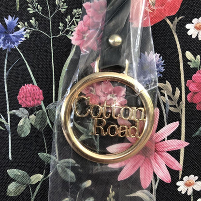 Cotton Road BLACK PU LEATHER Handbag with FLORAL Panel