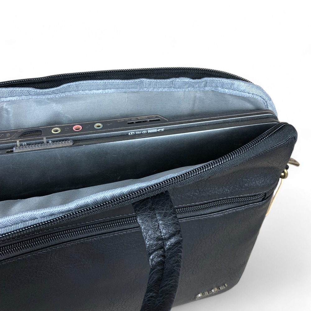 Cotton Road BLACK PU Leather 15'6 Padded Laptop Bag / Carry Sleeve