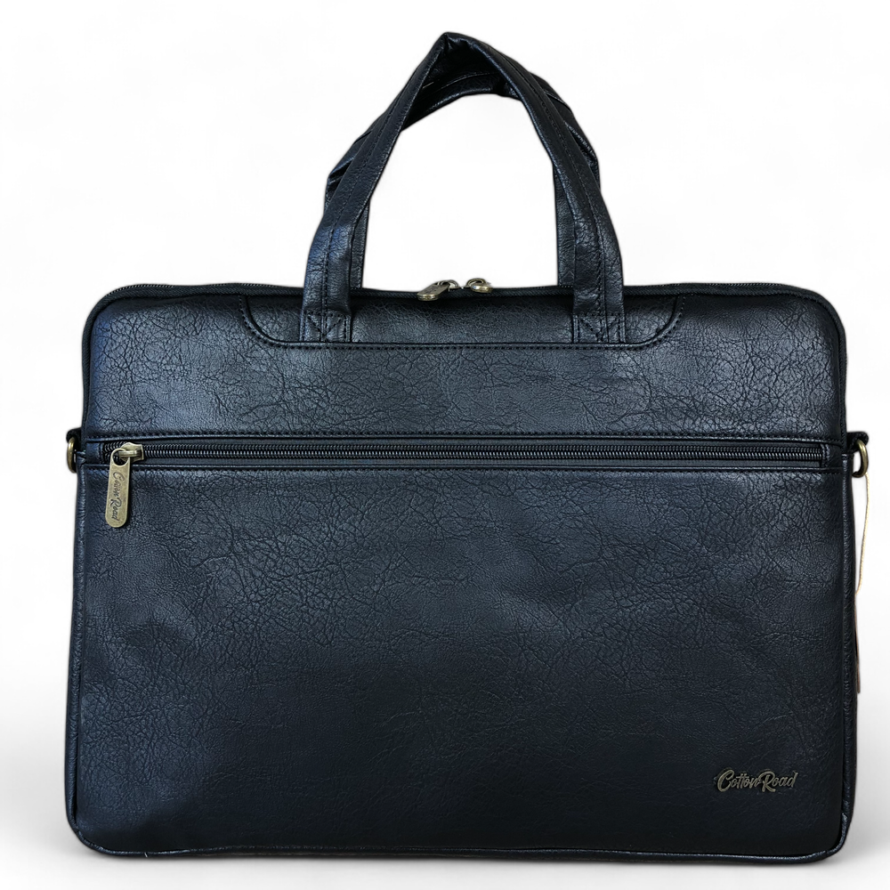 Cotton Road BLACK PU Leather 15'6 Padded Laptop Bag / Carry Sleeve
