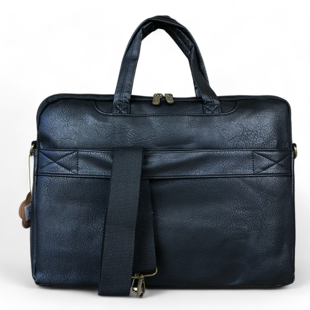 Cotton Road BLACK PU Leather 15'6 Padded Laptop Bag / Carry Sleeve