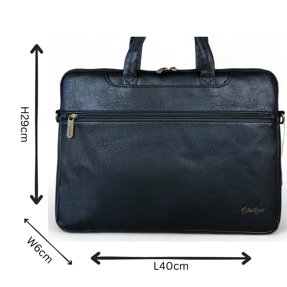 Cotton Road BLACK PU Leather 15'6 Padded Laptop Bag / Carry Sleeve